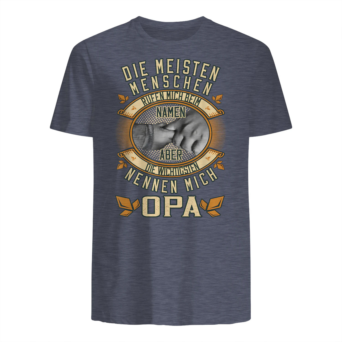 Opa Spruch Die Meisten Menschen Nennen Mich Beim Namen in Heather Navy - back view