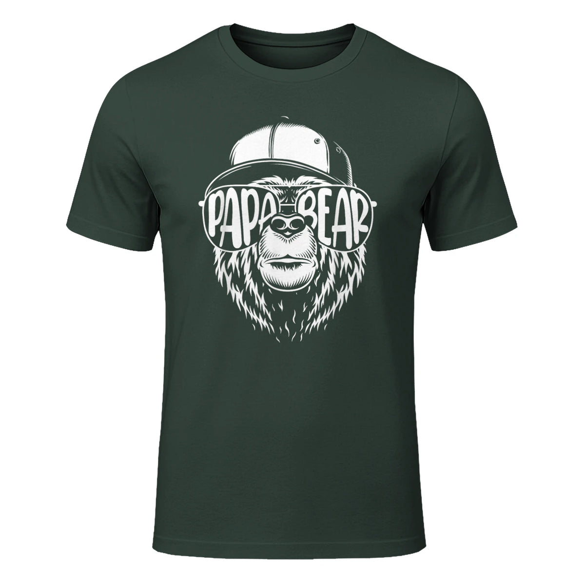 Grandfather Grandpa Son Daughter Children Gift Vatertag Schwarz Small Classic Fit Cartoon Bär Family Män in Forest Green - front view