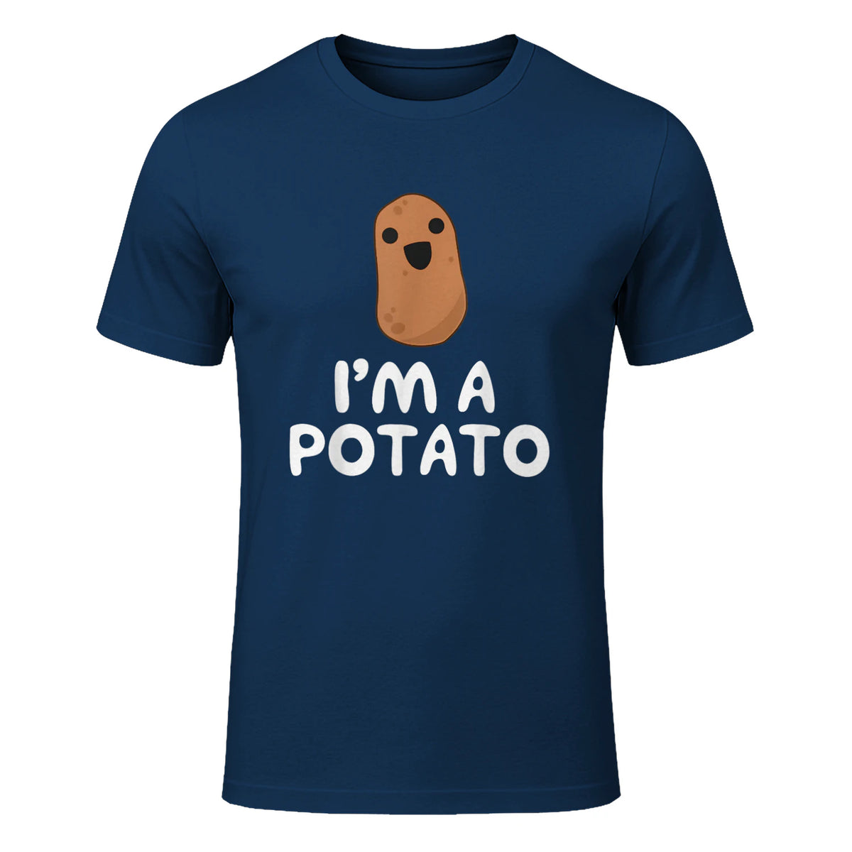 I'm A Potato - Funny Potato Shirt, Vegetable Food Gag Gift in Navy - front view