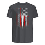 Vintage Baseball American Flag T-Shirt, Classic Fit Black Tee for Dad in Charcoal - back view