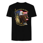 Patriotic Eagle Liberty Bell Anniversary T-Shirt in Black - back view