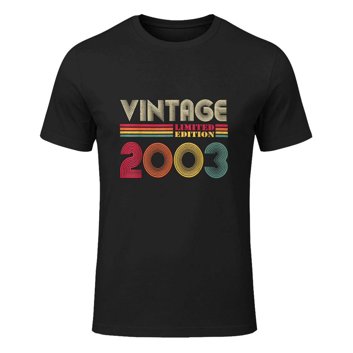 Vintage Twenty-First Birthday Gift T-Shirt in Black - front view
