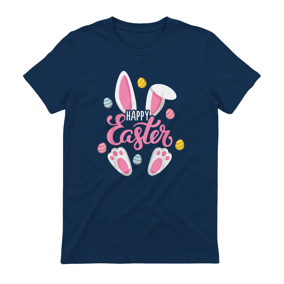 Happy Easter Bunny Women Girls Rabbit Easter Egg Hunt Funny in Navy - back view