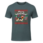 Basset Hound Chemise de Noël Merry Woofmas Père Noël Chien in Dark Heather - front view