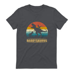 Daddy Dinosaur Daddysaurus Two Kids Funny Father's Day T-Shirt in Charcoal - back view