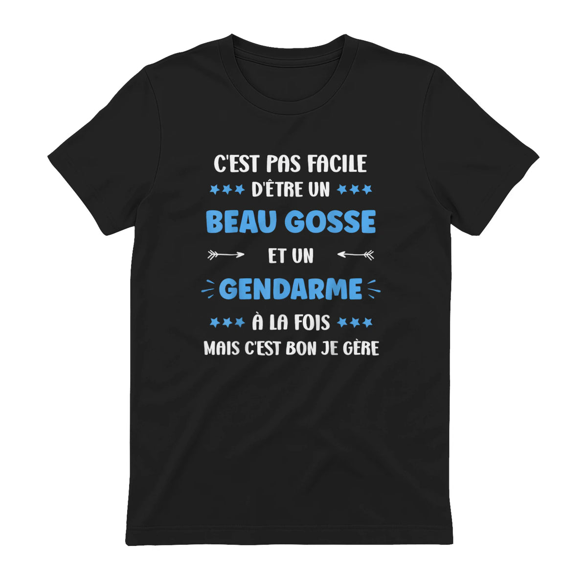 Départ Métier Super Gendarme Humour Beau Gosse Gendarme in Black - back view