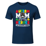 Autism Mom Raising Hero Messy Bun Autism Awareness in Navy - front view