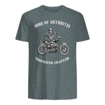 Sprüchewerkstatt Sons mit Arthritis Ibuprofen Chapter Motorradfahrer für Herren, Schwarz, in Dark Heather - back view