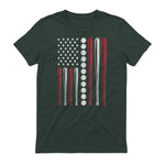 Patriotic Baseball Fourth of July USA Flag T-Shirt in Forest Green - back view