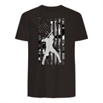 Baseball Player American Flag USA Camo Patriotic Graphic T-Shirt in Dark Chocolate - back view