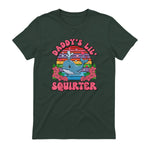 Daddy's Lil Squirter Joke T-Shirt in Forest Green - back view