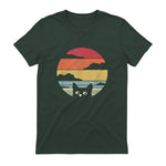 Pack A Punch Women's Retro Cat Graphic T-Shirt - Black, Short Sleev in Forest Green - back view