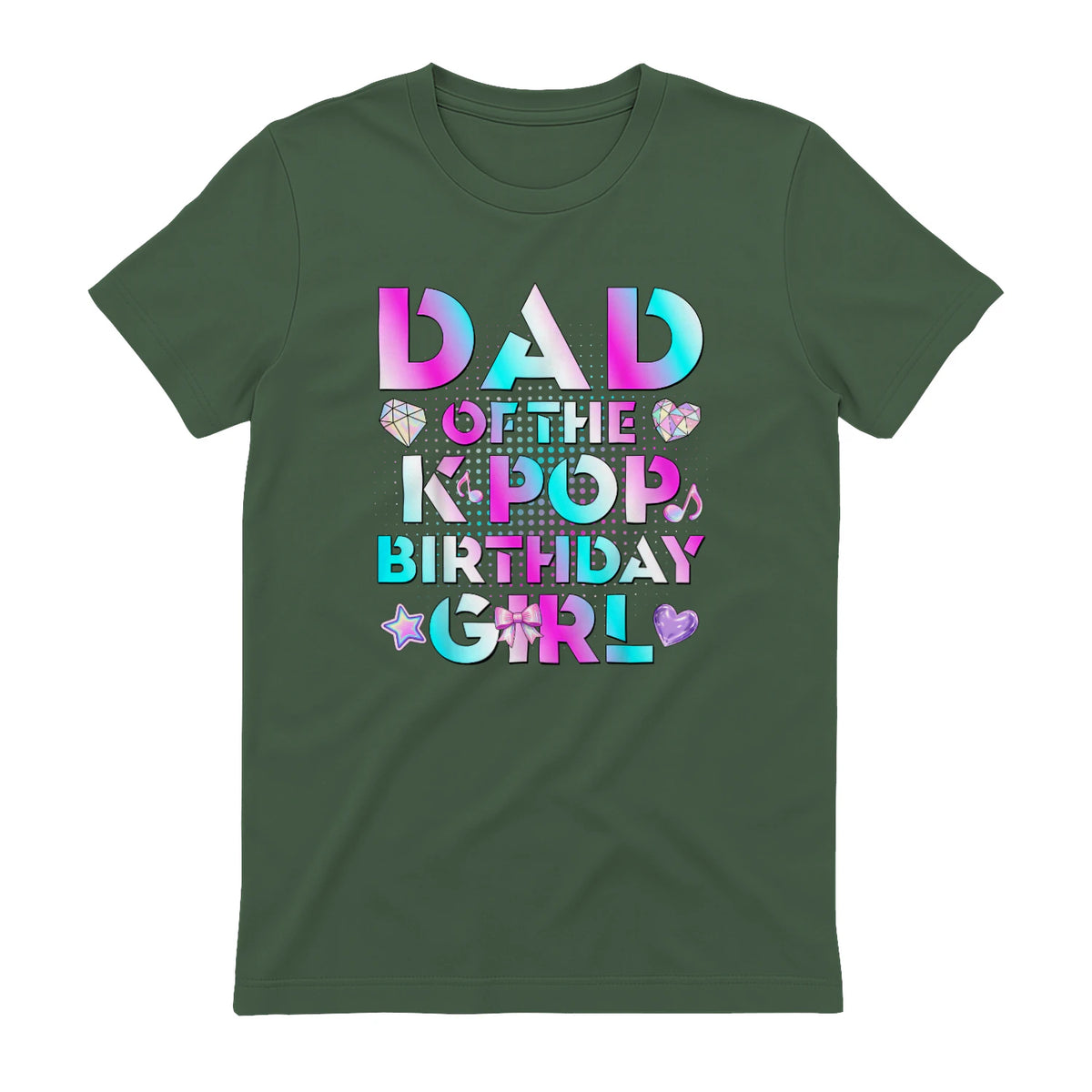 K-Pop Girl Dad T-Shirt in Military Green - back view