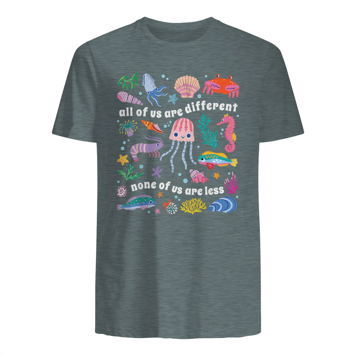 All of Us are Different None of Us are Less Autism Awareness in Dark Heather - back view