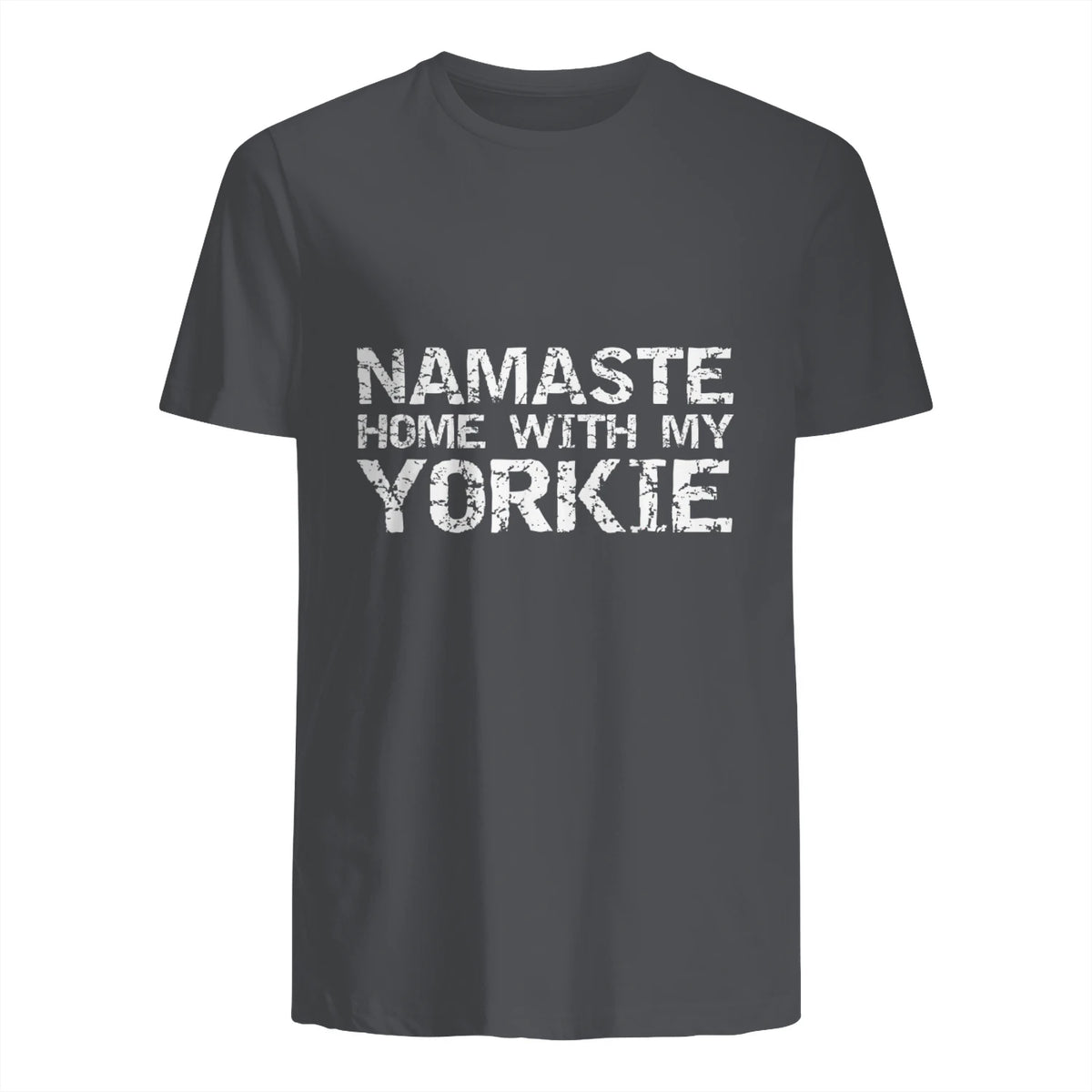 Funny Yoga Pun Introvert Saying Namaste Home with My Yorkie in Charcoal - back view