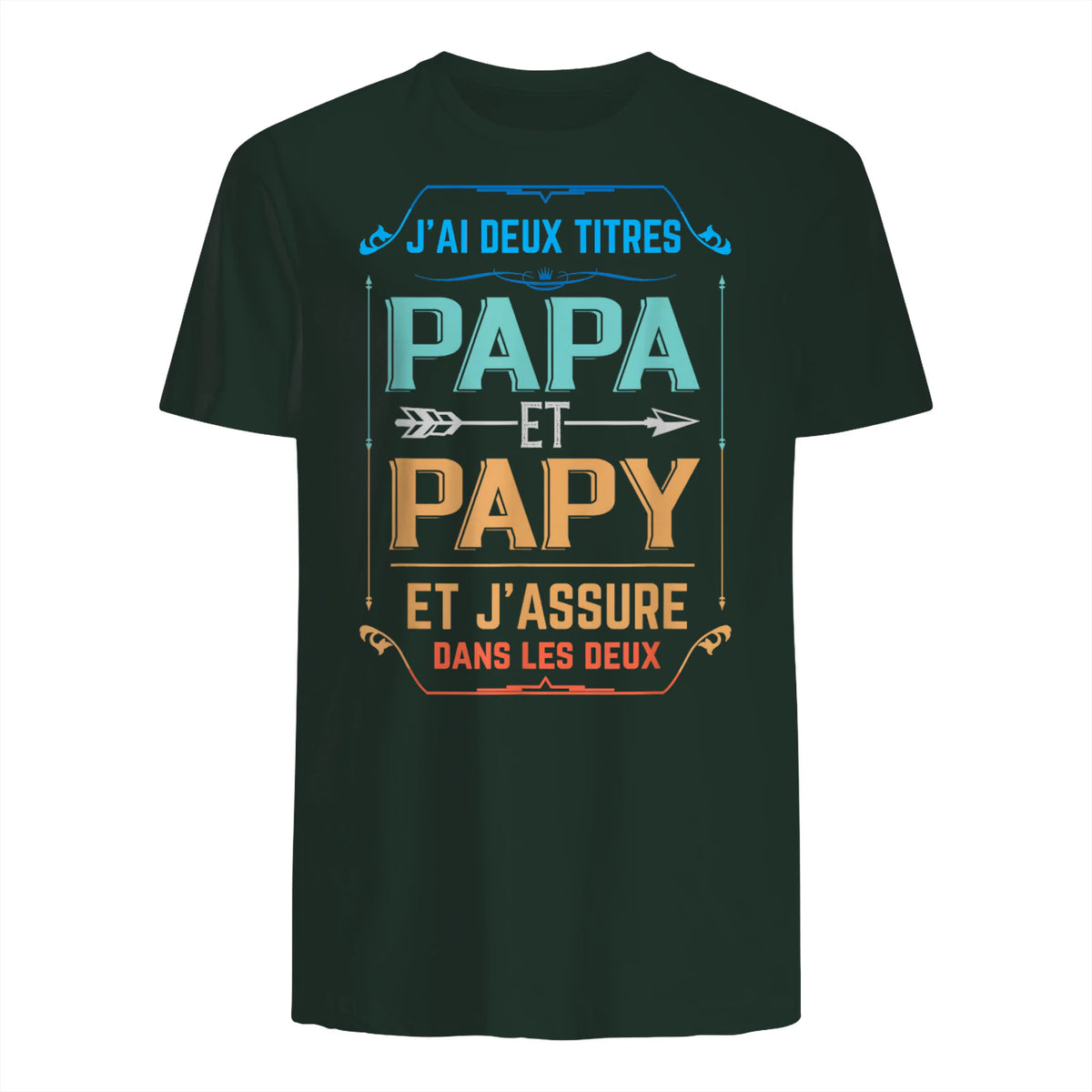 Deux Papa J'Ai et Papy Titres Grand Père in Forest Green - back view