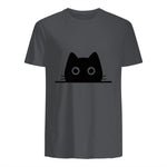 Chemise avec motif de chat dans une poche pour enfants, femmes, hommes, amoureux des chats in Charcoal - back view