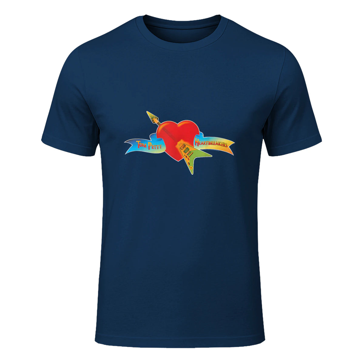 Tom Petty and The Heartbreakers Classic Logo T-Shirt in Navy - front view