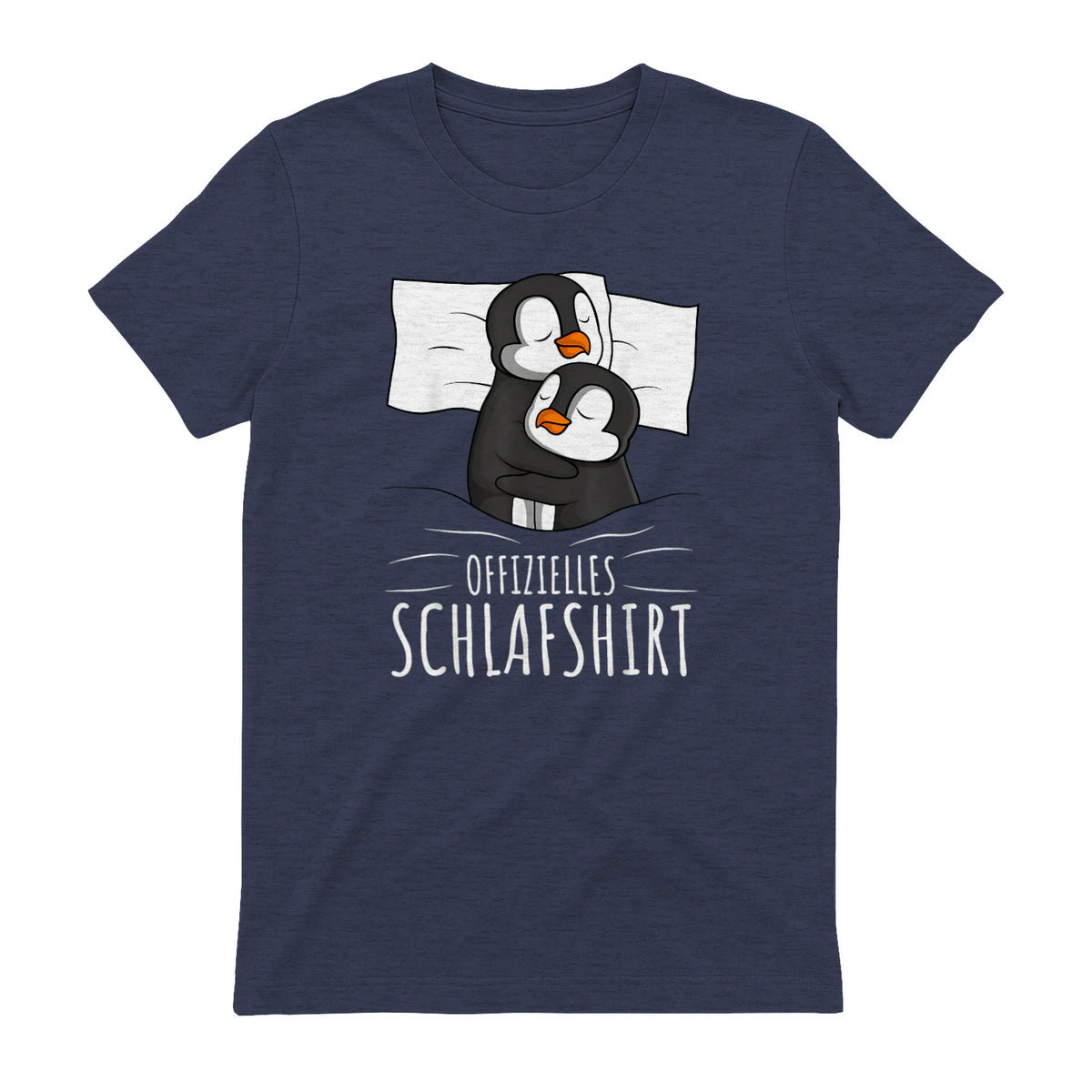Offizielles Schlafshirt Pinguin Schlafanzug Penguin Kurzarm in Heather Navy - back view