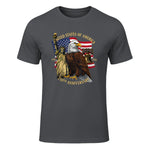 Patriotic Eagle Liberty Bell Anniversary T-Shirt in Charcoal - front view