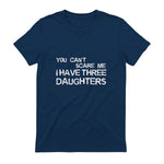 You Can't Scare Me I Have Three Daughters Shirt Fathers Day in Navy - back view