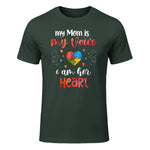 Autism Mom Support ASD T-Shirt in Forest Green - front view