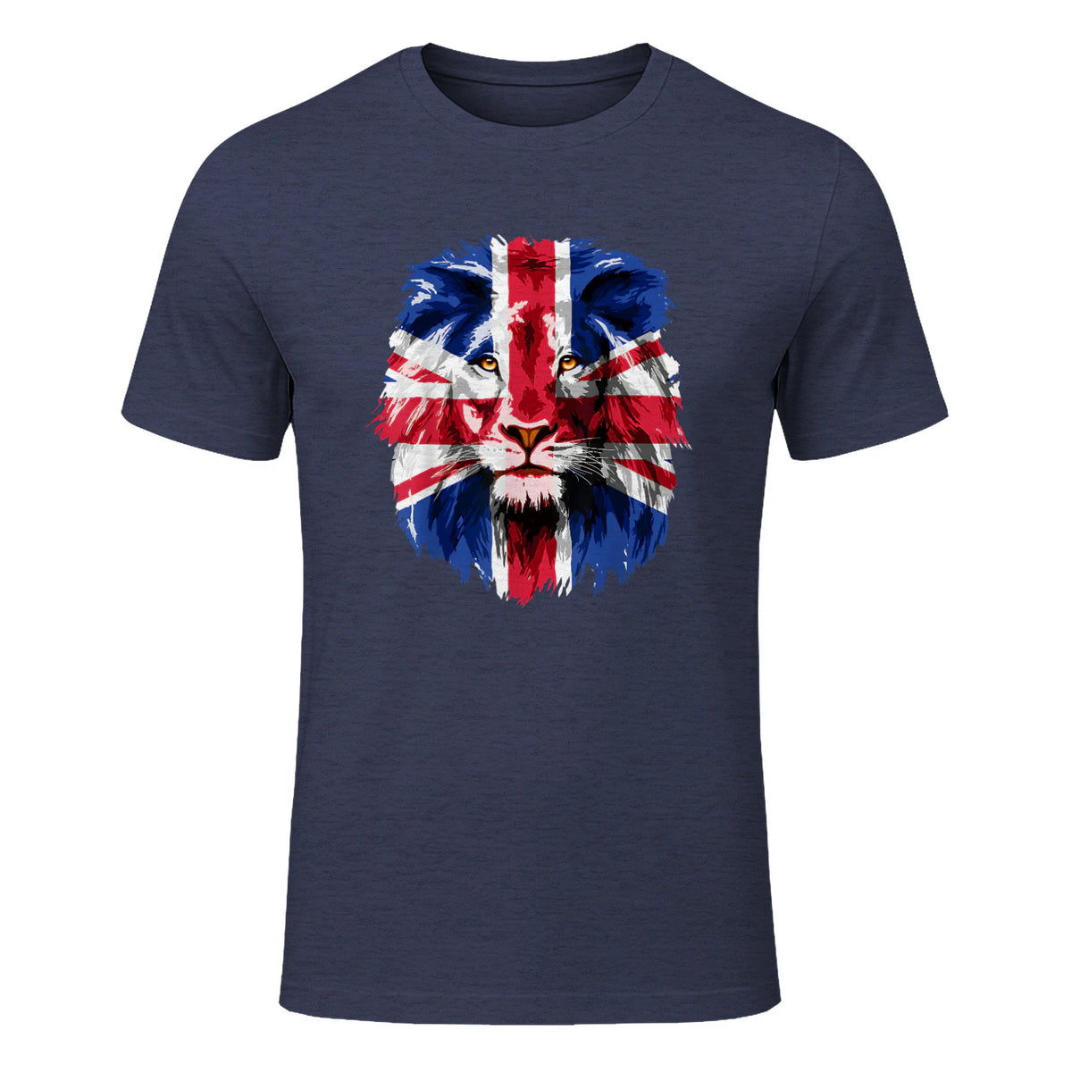 Union Jack UK Flag Lion Face Great Britain Union Jack Flag in Heather Navy - front view