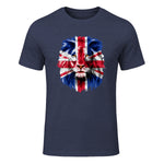 Union Jack UK Flag Lion Face Great Britain Union Jack Flag in Heather Navy - front view