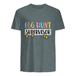Easter Egg Hunt Supervisor Funny Mom Dad Men Women Kids T-Shirt in Dark Heather - back view