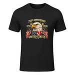 American Flag Anniversary T-Shirt in Black - front view