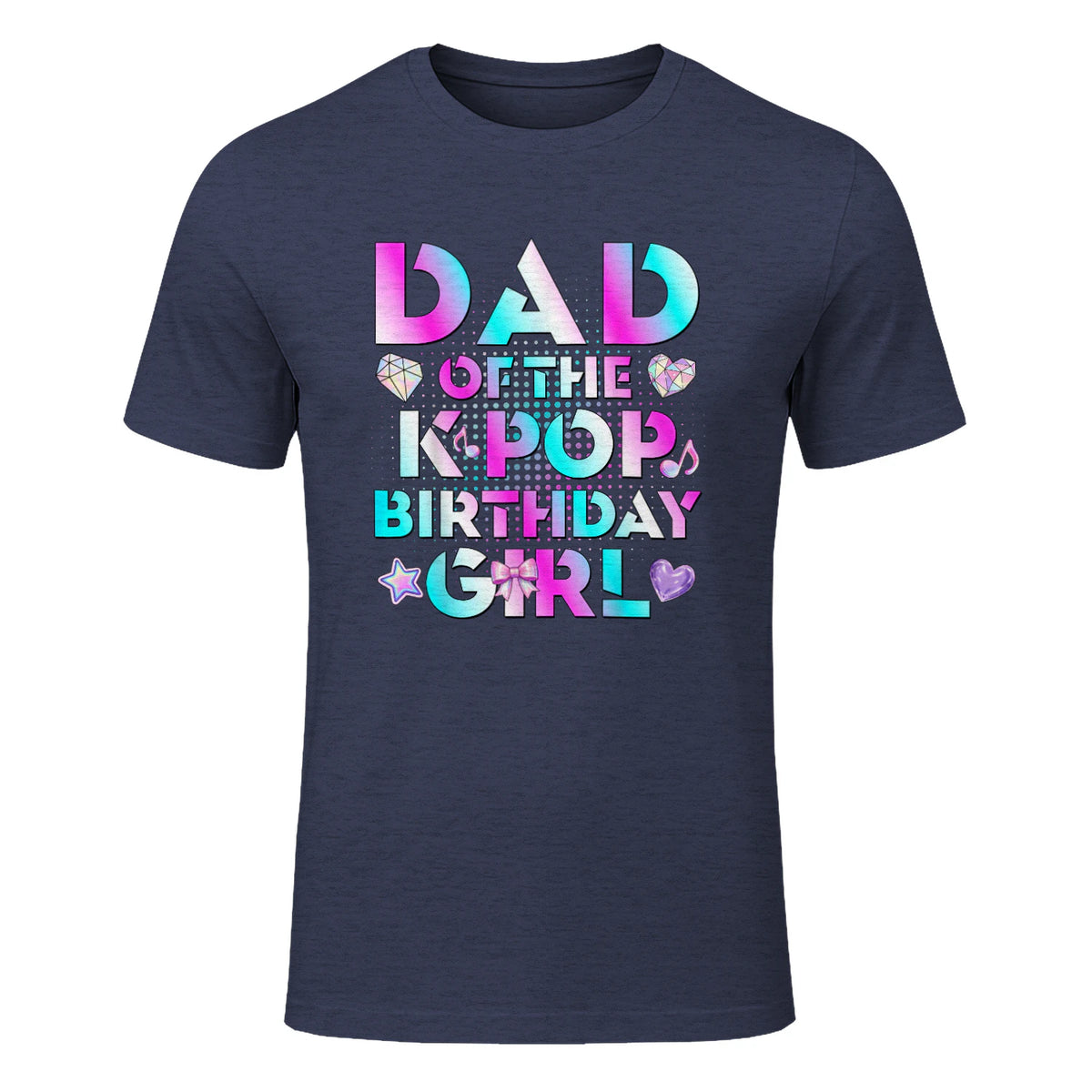 K-Pop Girl Dad T-Shirt in Heather Navy - front view