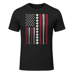 Patriotic Baseball Fourth of July USA Flag T-Shirt in Black - front view