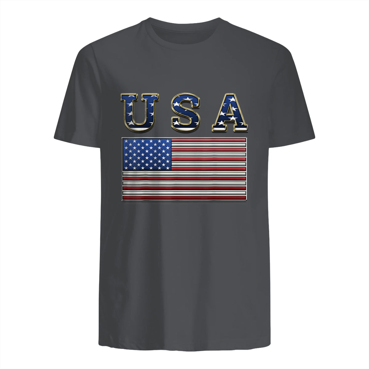 USA American Flag United States US Patriotic T-Shirt in Charcoal - back view