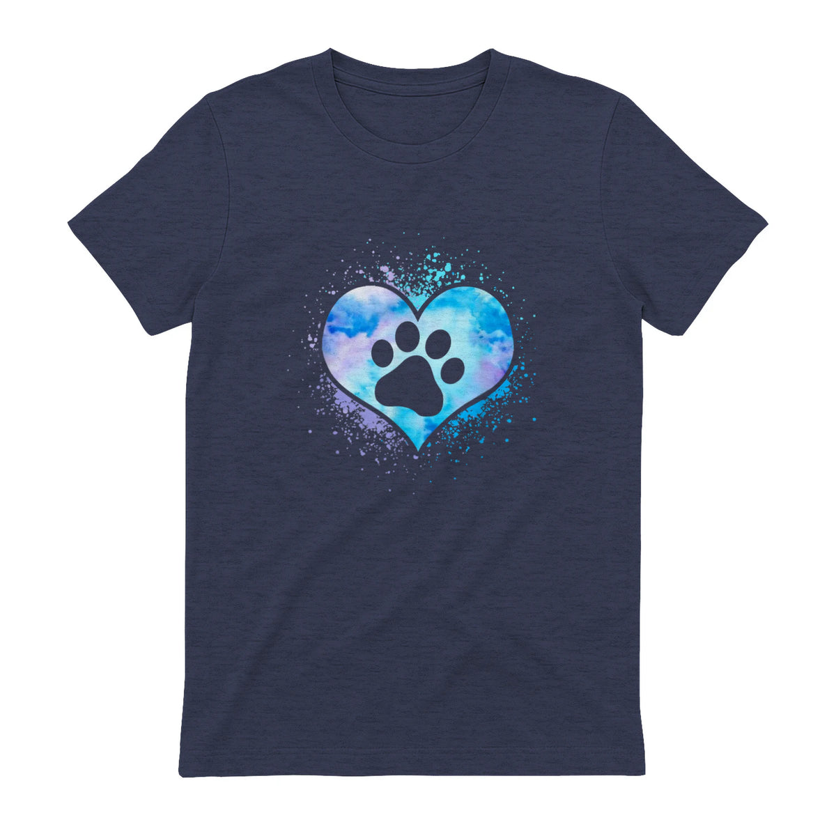 chien patte dans le coeur chien amoureux animal de compagnie in Heather Navy - back view