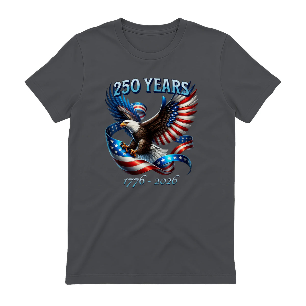 Patriotic Eagle and Flag Anniversary T-Shirt in Charcoal - back view