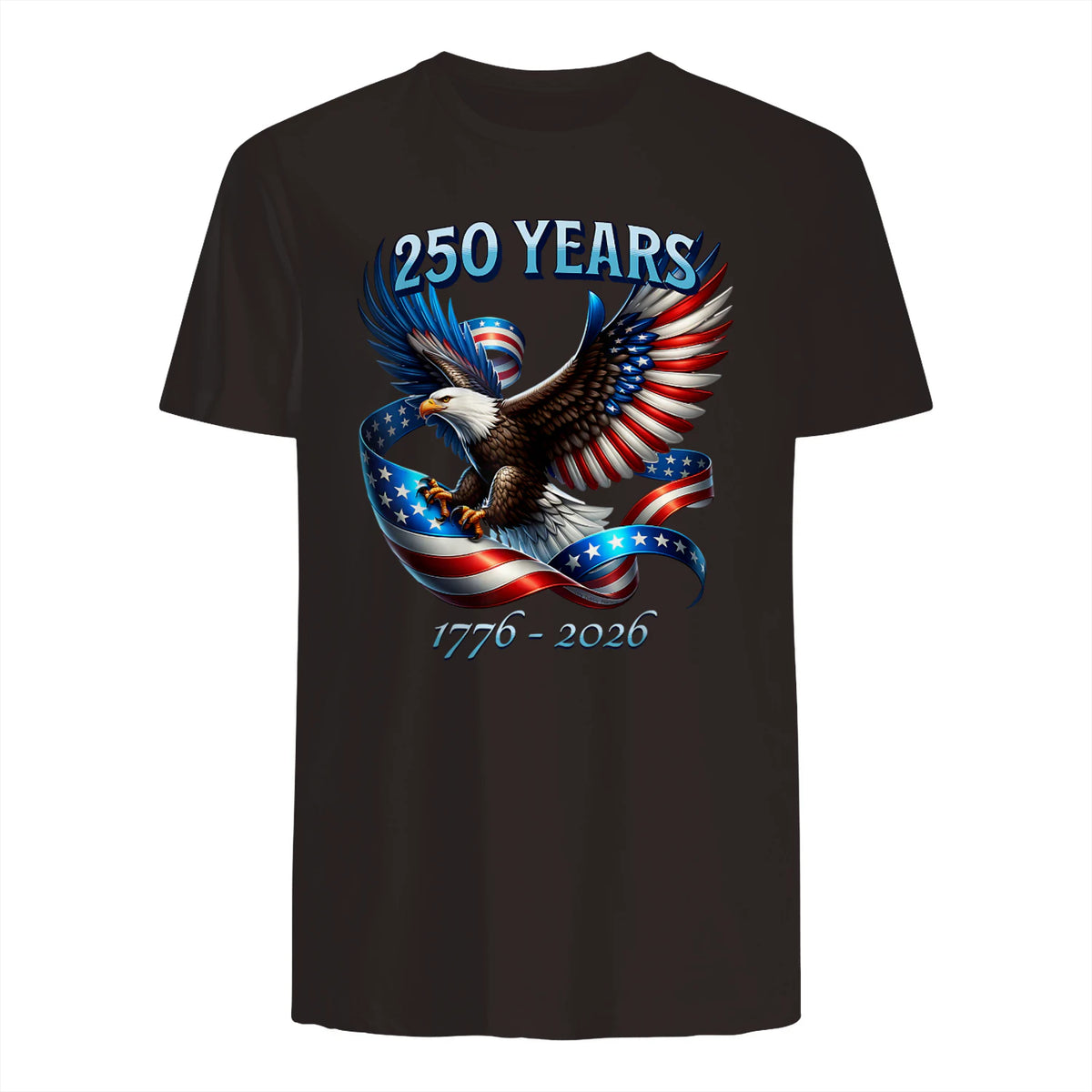 Patriotic Eagle and Flag Anniversary T-Shirt in Dark Chocolate - back view
