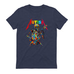 Autism Skeleton Guitar Player Rock Music Autism Awareness in Heather Navy - back view