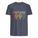 Vintage Twenty-Fourth Birthday Gift T-Shirt in Heather Navy - back view