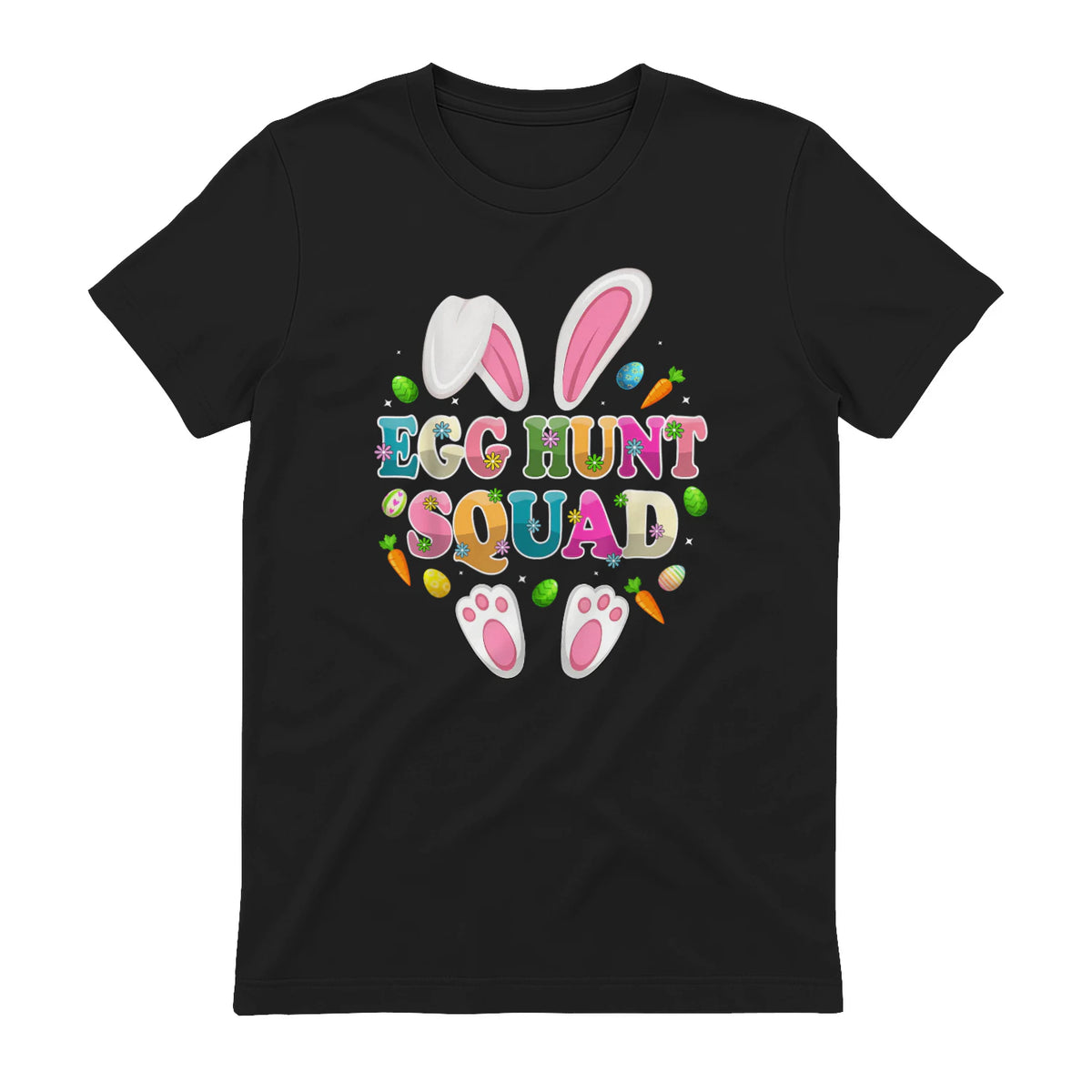 Egg Hunt Squad Bunny Happy Easter Day in Black - back view