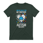 Blue for My Brother Autism Awareness Family Sister Sibling in Forest Green - back view