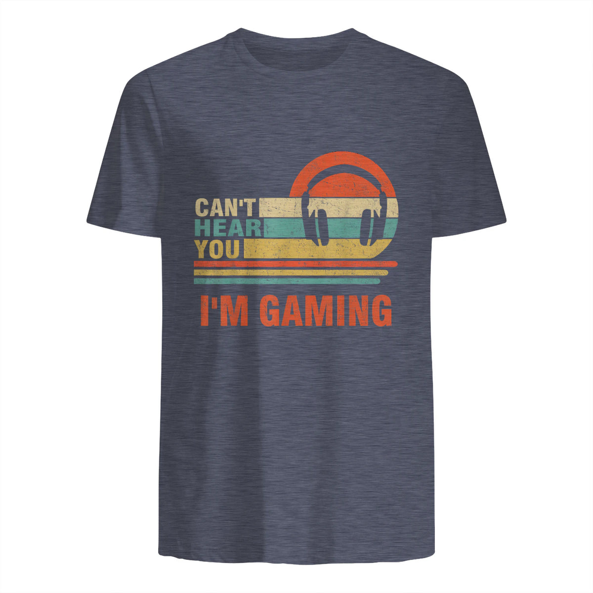 Funny Gamer Gift Headset Can't Hear You I'm Gaming in Heather Navy - back view