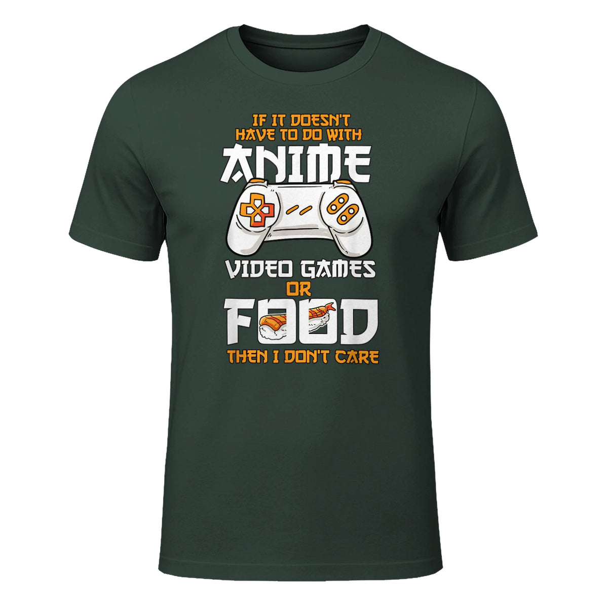 Cute Manga & Anime Merch for Anime Girls & Boys Unisex Anime Video Games Food Sushi Gaming Merch Otaku Gift Anime in Forest Green - front view