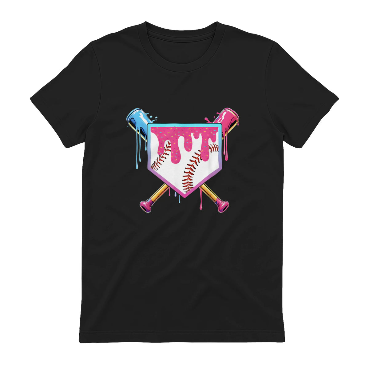 Baseball Drip Youth T-Shirt in Black - back view