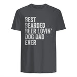 Best Bearded Beer Lovin Dog Dad T-Shirt Pet Lover Owner Gift in Charcoal - back view