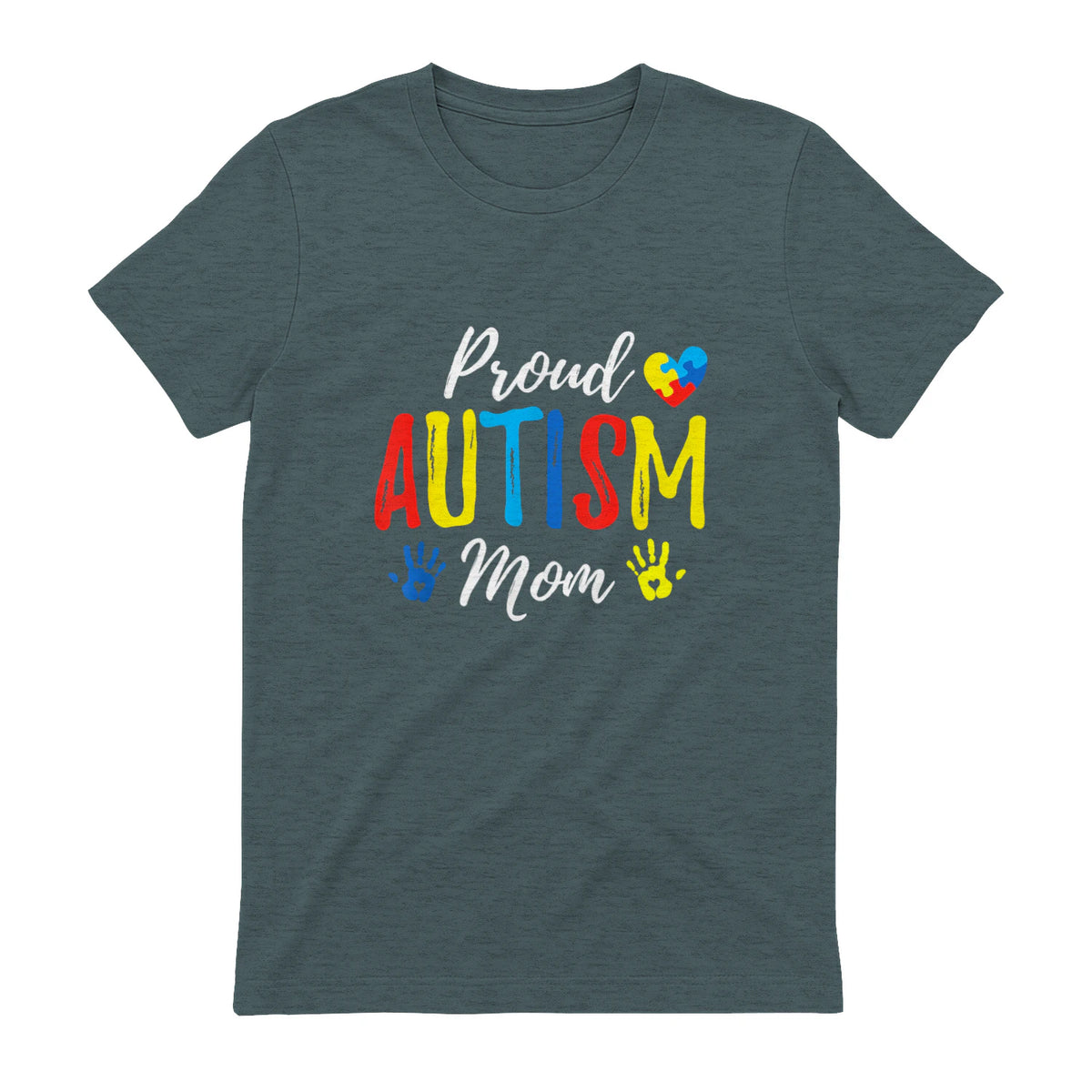 Proud Mom Autism Awareness Family Matching Shirt in Dark Heather - back view