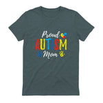 Proud Mom Autism Awareness Family Matching Shirt in Dark Heather - back view