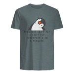 Funny Penguins T-Shirt Women and Chilldren Gift T-Shirt UK in Dark Heather - back view