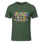 I Believe in A Spectrum of Possibilities Autism Awareness in Military Green - front view