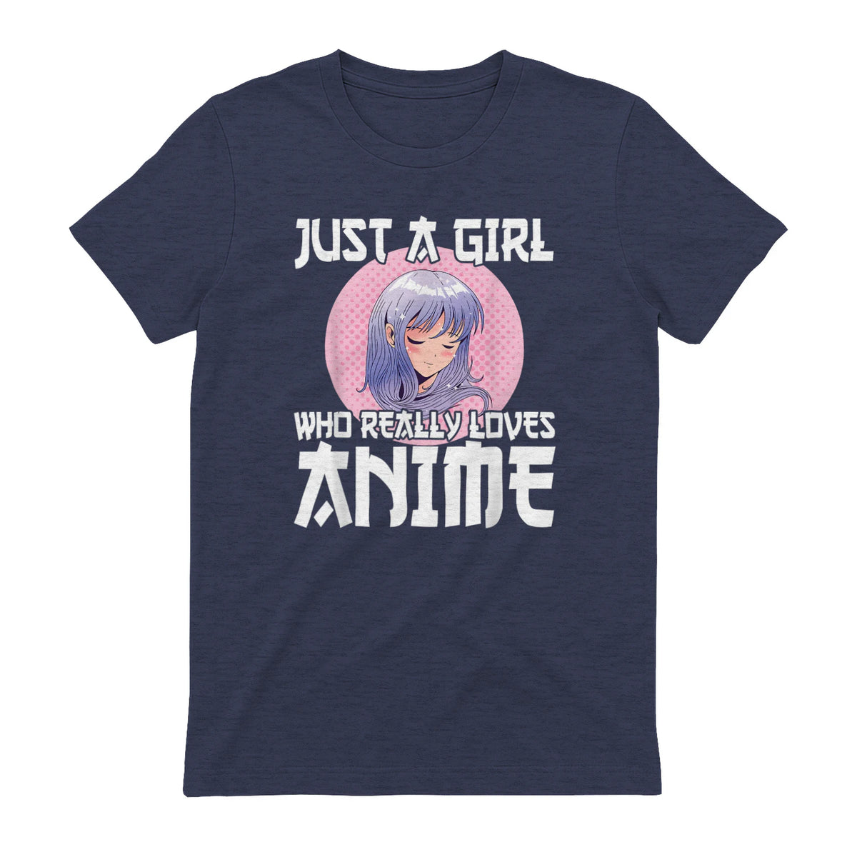Manga & Anime Outfits for Women & Girls Anime Girl Merch Otaku Gift Just A Girl Who Loves Anime in Heather Navy - back view