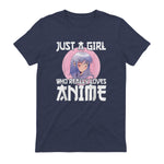 Manga & Anime Outfits for Women & Girls Anime Girl Merch Otaku Gift Just A Girl Who Loves Anime in Heather Navy - back view